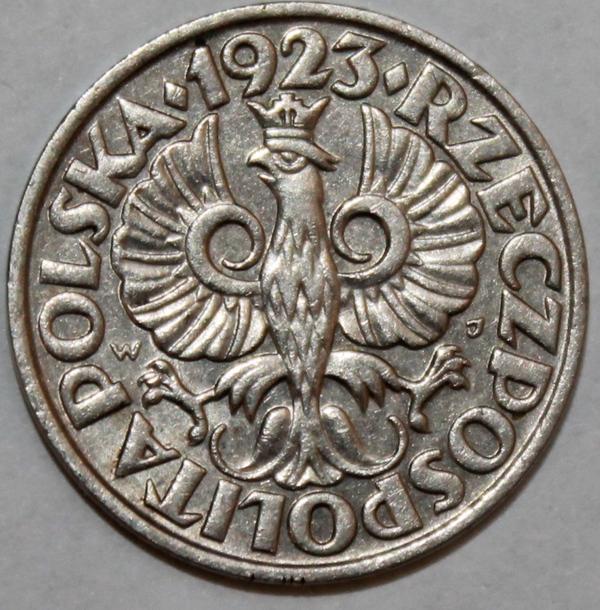 Монета 20 грошей. Польша.1923г.