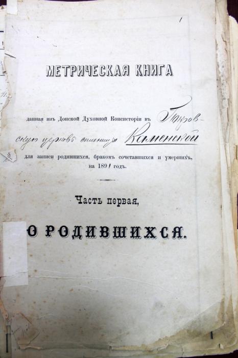 Метрическая книга Покровской церкви . ст.Каменская 1891г.